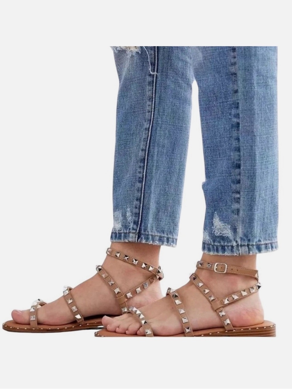 Steve Madden Studded Travel Sandals in Tan Sz 8